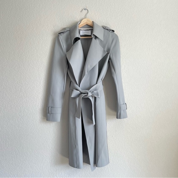 Harris Wharf London Trench Coat Womens 4 Soft Gray